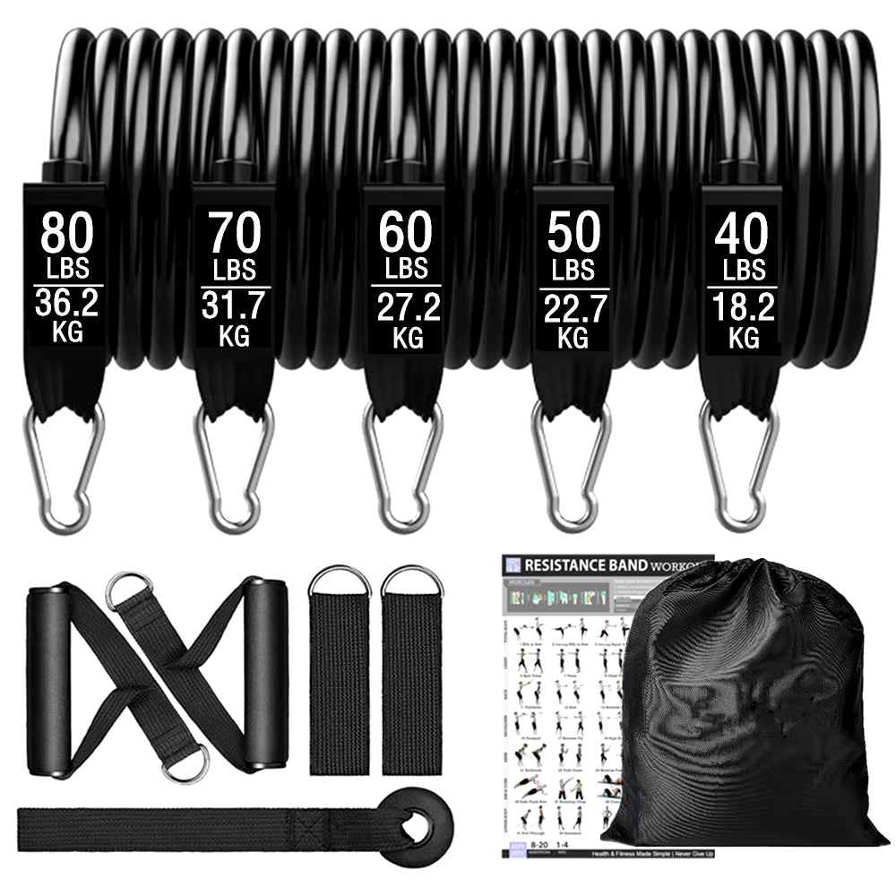 360 lbs Resistance Band Set for Fitness Training - Elastic Tubes and Yoga Bands for Home Gym Workouts