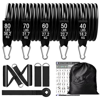 360 lbs Resistance Band Set for Fitness Training - Elastic Tubes and Yoga Bands for Home Gym Workouts