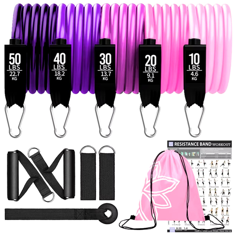 360 lbs Resistance Band Set for Fitness Training - Elastic Tubes and Yoga Bands for Home Gym Workouts