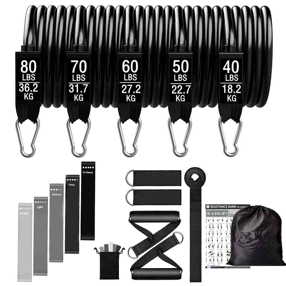 360 lbs Resistance Band Set for Fitness Training - Elastic Tubes and Yoga Bands for Home Gym Workouts