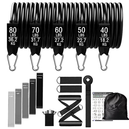 360 lbs Resistance Band Set for Fitness Training - Elastic Tubes and Yoga Bands for Home Gym Workouts