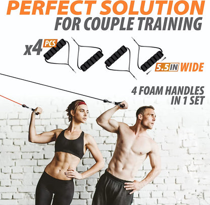 360 lbs Resistance Band Set for Fitness Training - Elastic Tubes and Yoga Bands for Home Gym Workouts