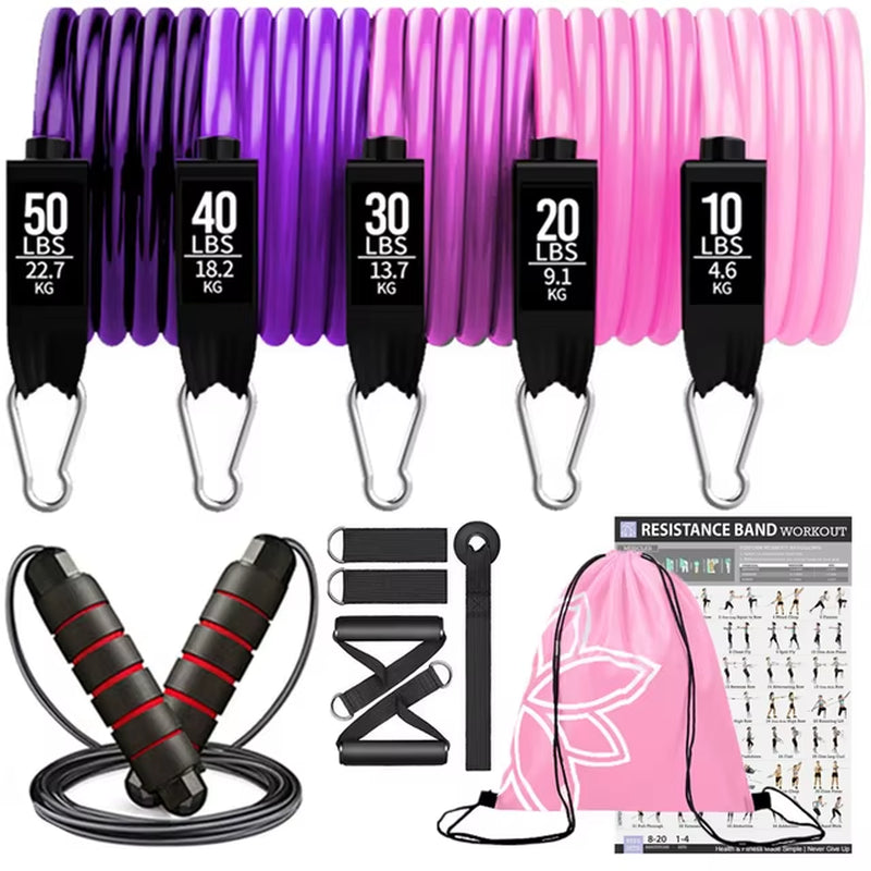 360 lbs Resistance Band Set for Fitness Training - Elastic Tubes and Yoga Bands for Home Gym Workouts