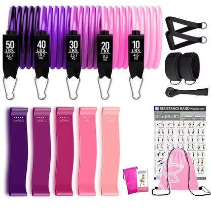 360 lbs Resistance Band Set for Fitness Training - Elastic Tubes and Yoga Bands for Home Gym Workouts