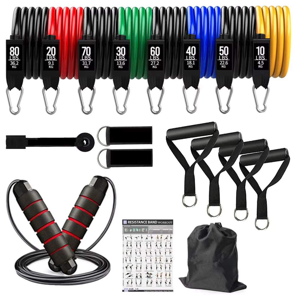 360 lbs Resistance Band Set for Fitness Training - Elastic Tubes and Yoga Bands for Home Gym Workouts