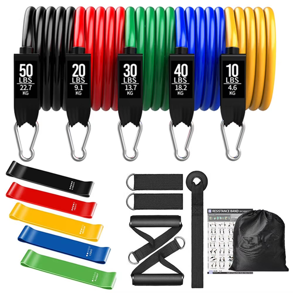 360 lbs Resistance Band Set for Fitness Training - Elastic Tubes and Yoga Bands for Home Gym Workouts