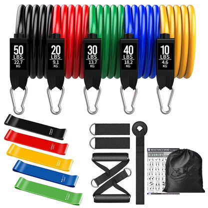 360 lbs Resistance Band Set for Fitness Training - Elastic Tubes and Yoga Bands for Home Gym Workouts