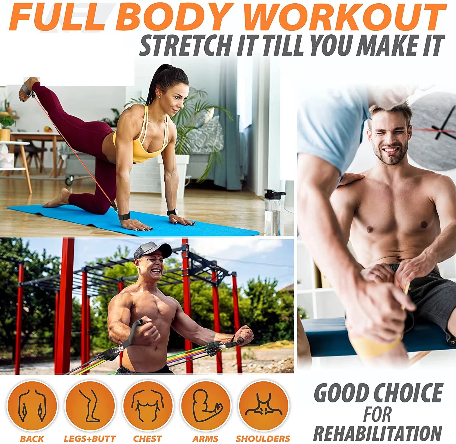 360 lbs Resistance Band Set for Fitness Training - Elastic Tubes and Yoga Bands for Home Gym Workouts