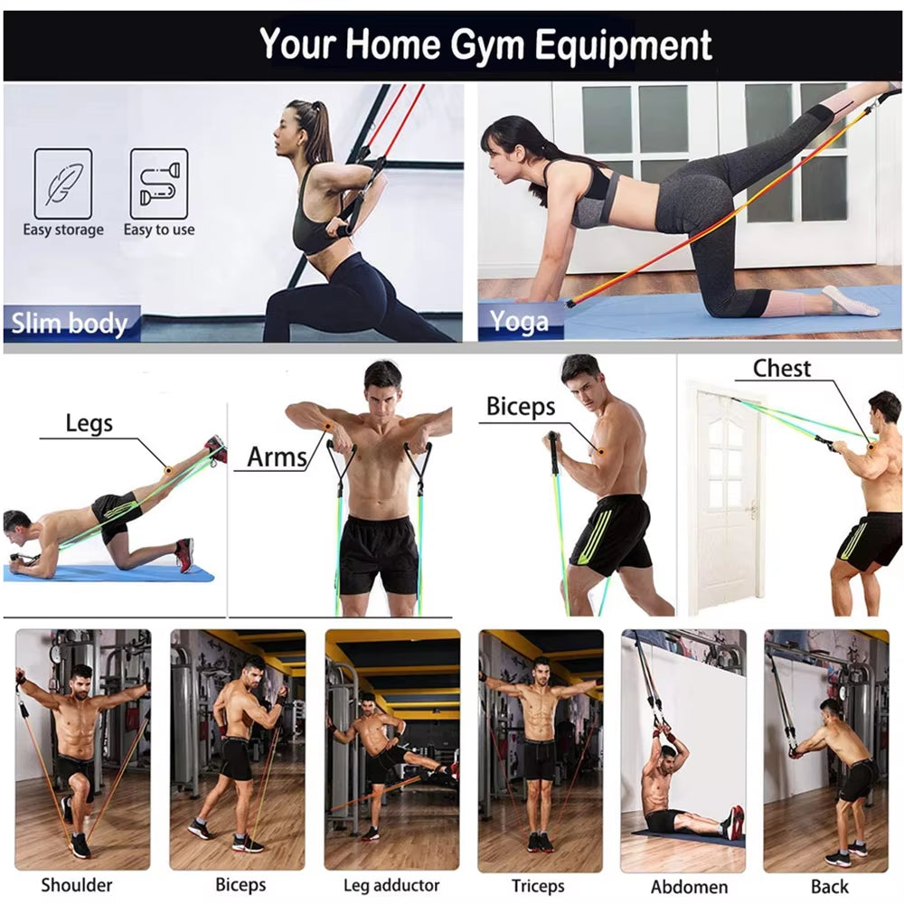 360 lbs Resistance Band Set for Fitness Training - Elastic Tubes and Yoga Bands for Home Gym Workouts