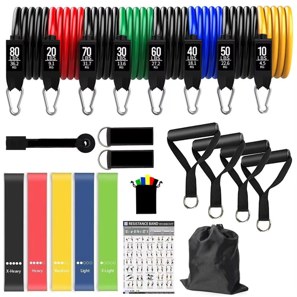 360 lbs Resistance Band Set for Fitness Training - Elastic Tubes and Yoga Bands for Home Gym Workouts