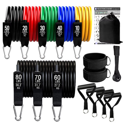 360 lbs Resistance Band Set for Fitness Training - Elastic Tubes and Yoga Bands for Home Gym Workouts